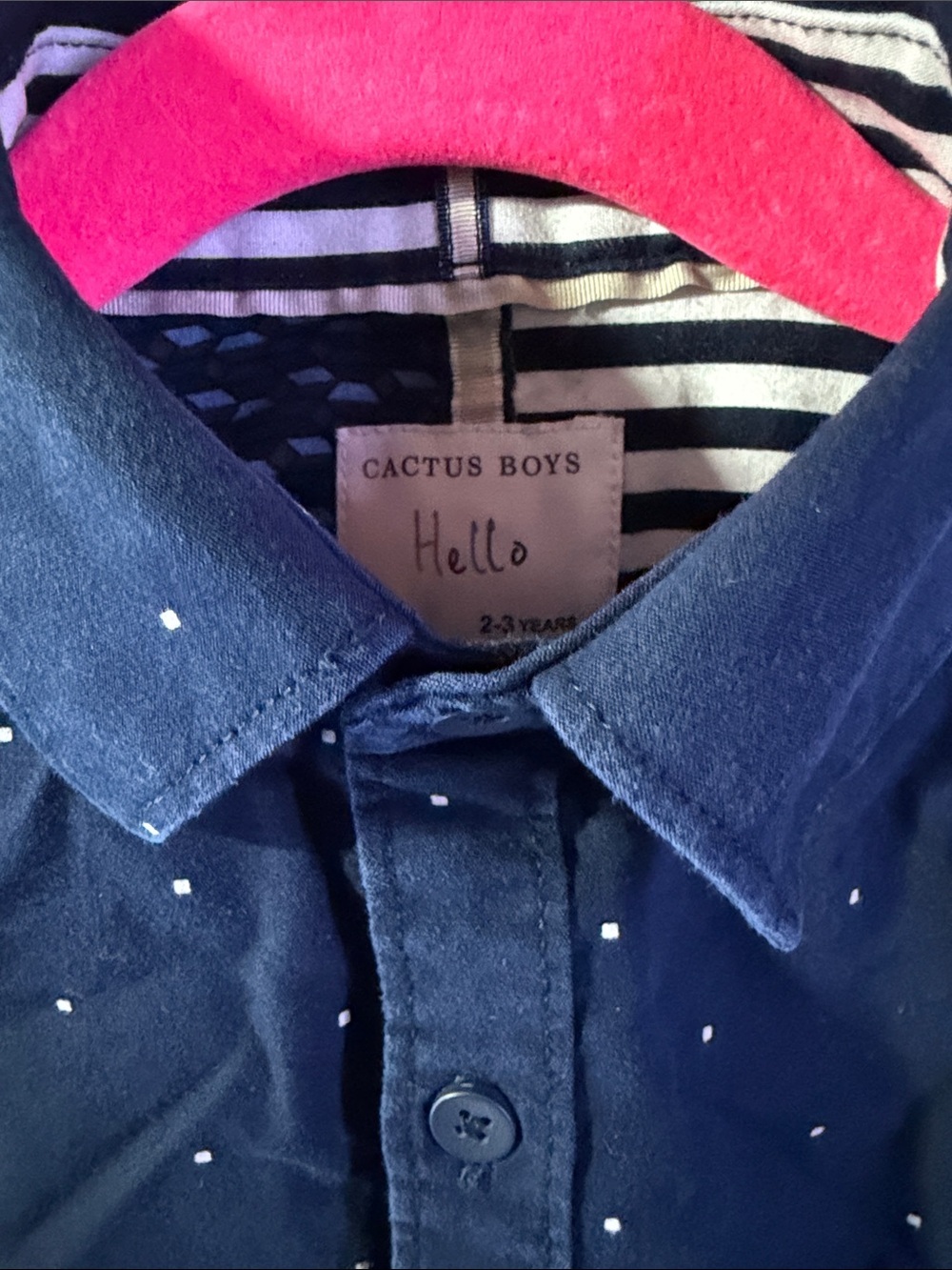 Cactus Boys Navy Blue Long-Sleeve Button-Up Shirt 2T - Picture 2 of 5